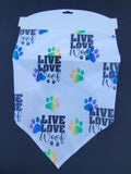 Live Love Woof Dog Bandana-$10