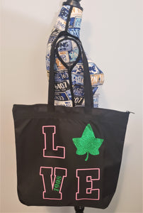 AKA LOVE Zipper Tote Bag L Blk- $25